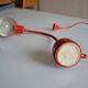 Vintage red French postmodernist desk lamp from the 1980s