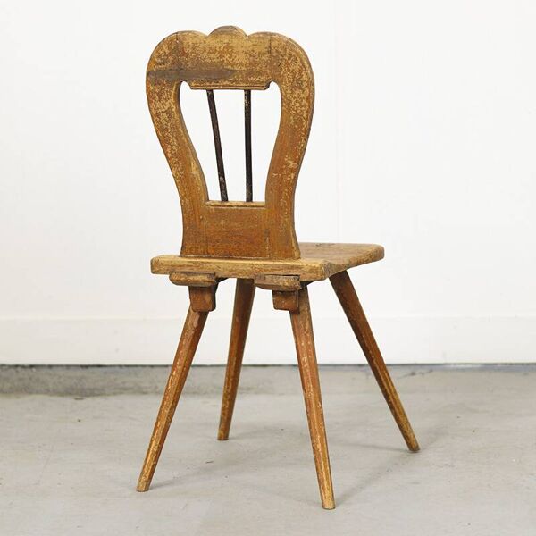 Chaise primitive de montagne antique du 19ème siècle