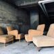 Armchair in wood and beige fabric, France 1940