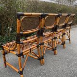 4 bamboo chairs and cannage