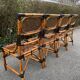 4 chaises en bambou et cannage