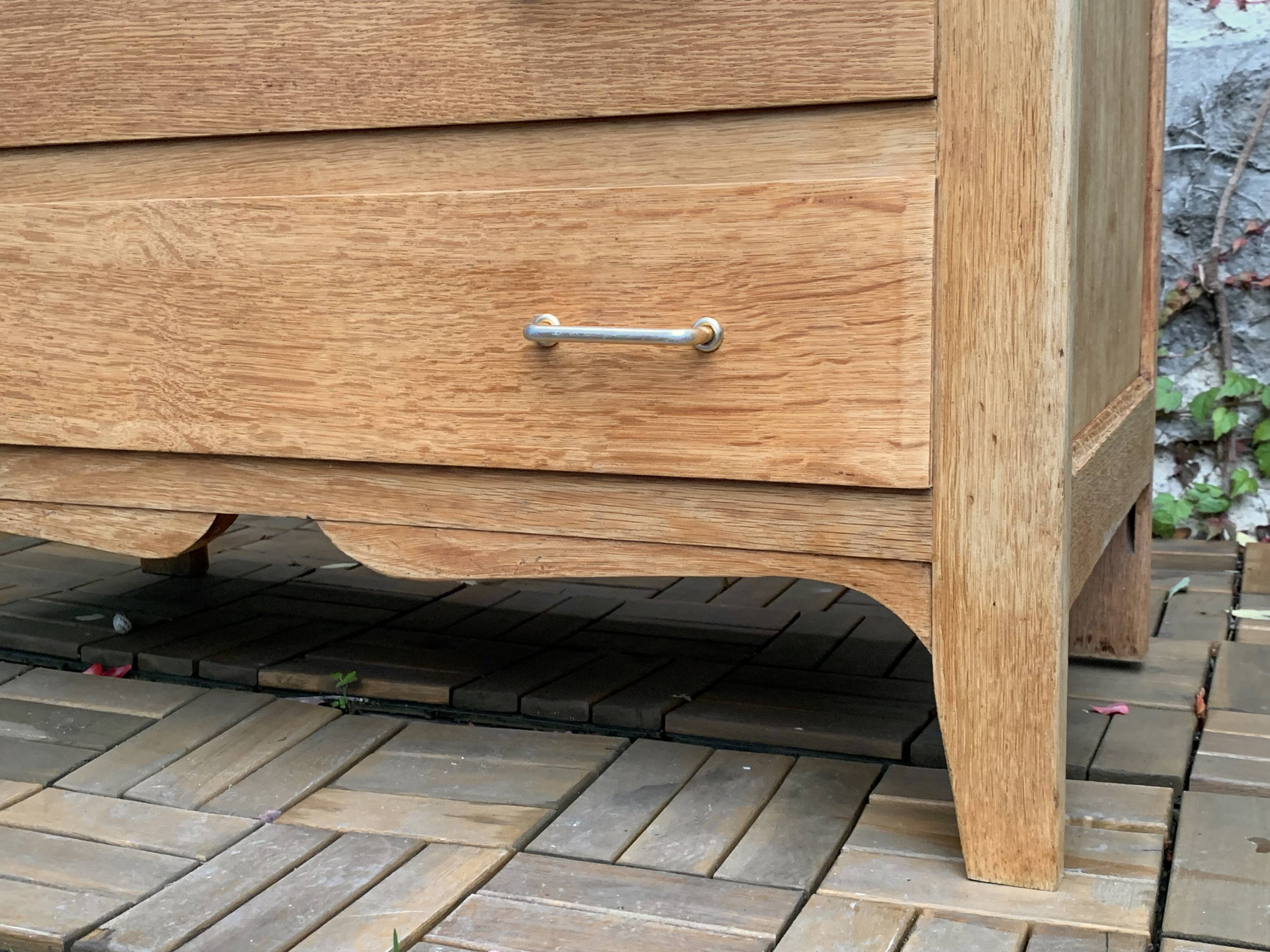 Vintage chest of drawers in solid raw oak 1950