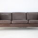 1970s danish brown leather 3-seater sofa