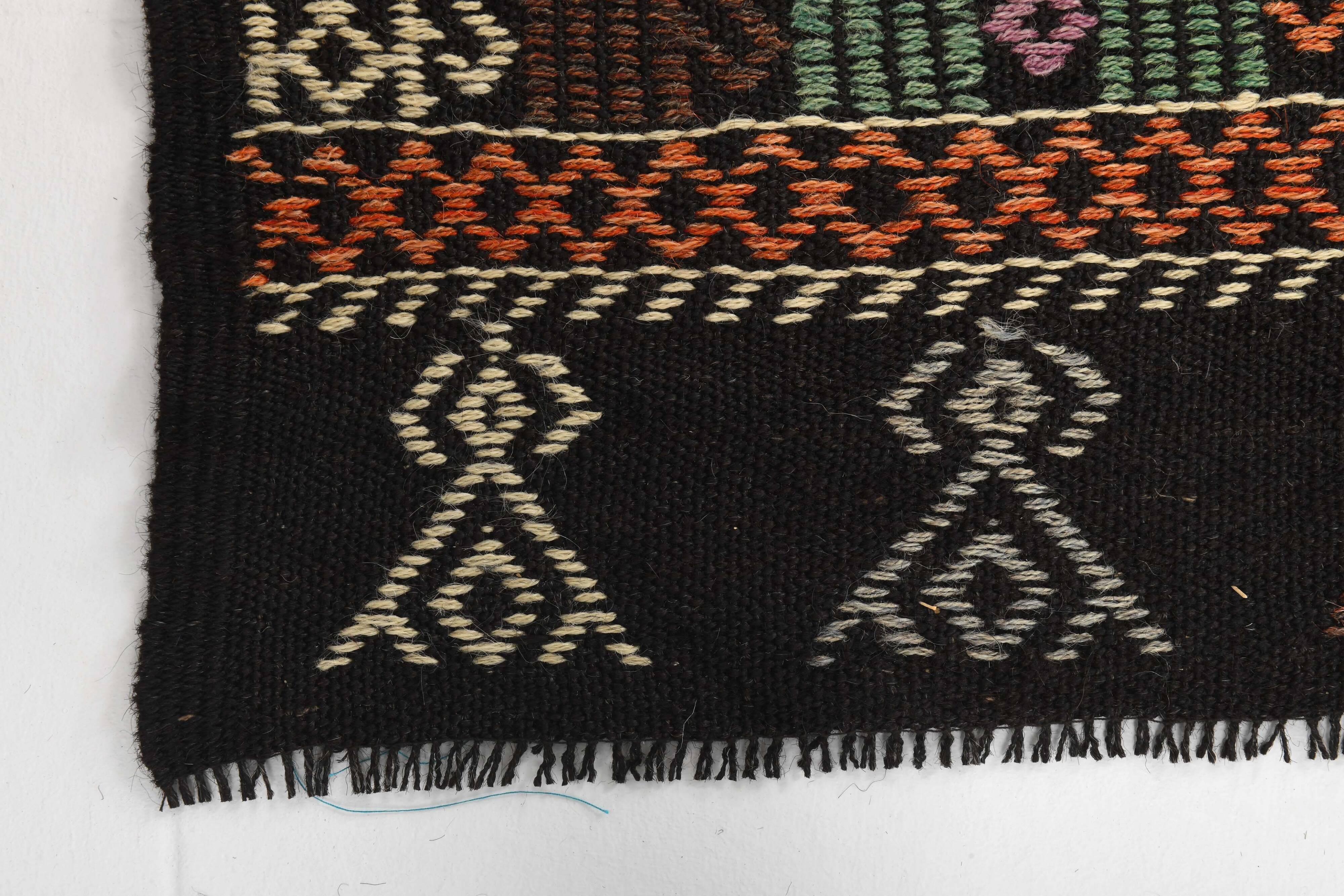 Tapis Kilim vintage fait main bordeaux et vert 7x10, 220x296 cm