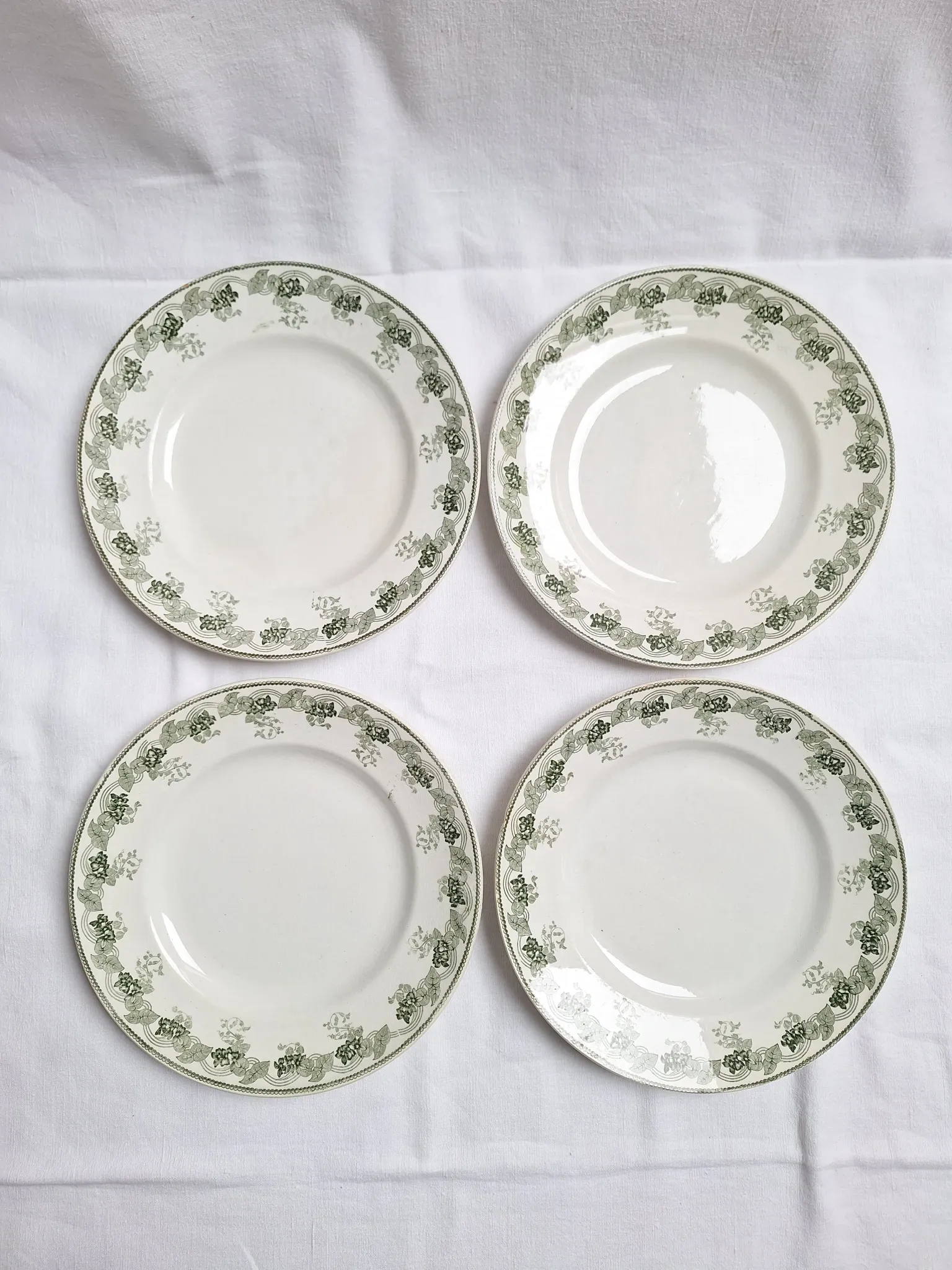 Assiettes plates vertes Moulin des Loups modèle Violetta