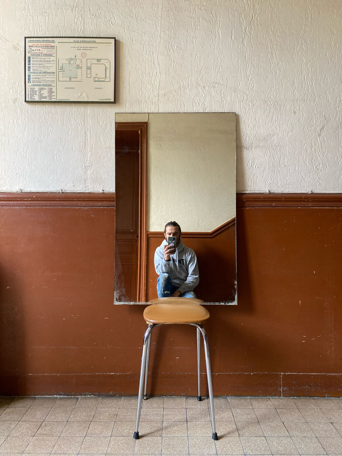 Antique mirror stitched