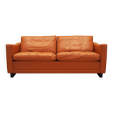 Orange leather sofa, Danish design, 1970s, production: Denmark