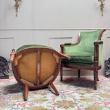 Pair of mahogany cabriolet bergère armchairs from the 18th-century Directoire period.
