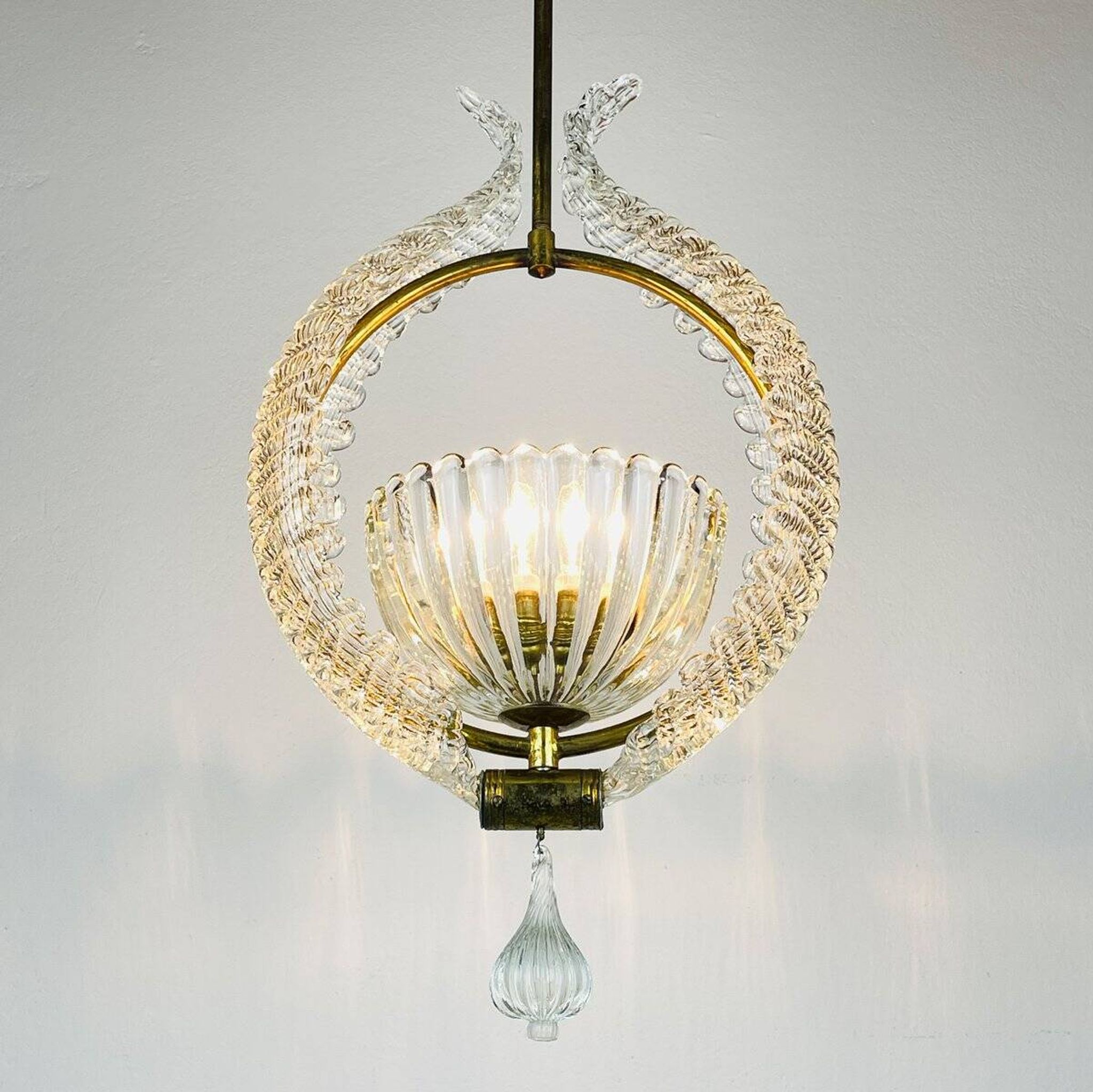 Murano chandelier by Ercole Barovier for Barovier & Toso, 1930s