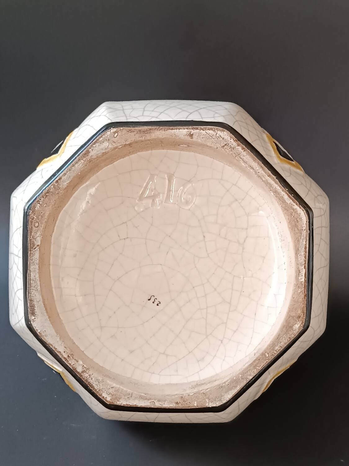 Art Deco cracked vase with black and yellow decoration