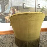 Old chair padded green velvet