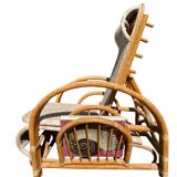 Vintage Rattan and Bamboo Chaise Longue from the 60s Italy