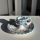 Light blue Moustiers candlestick H5 D12.5