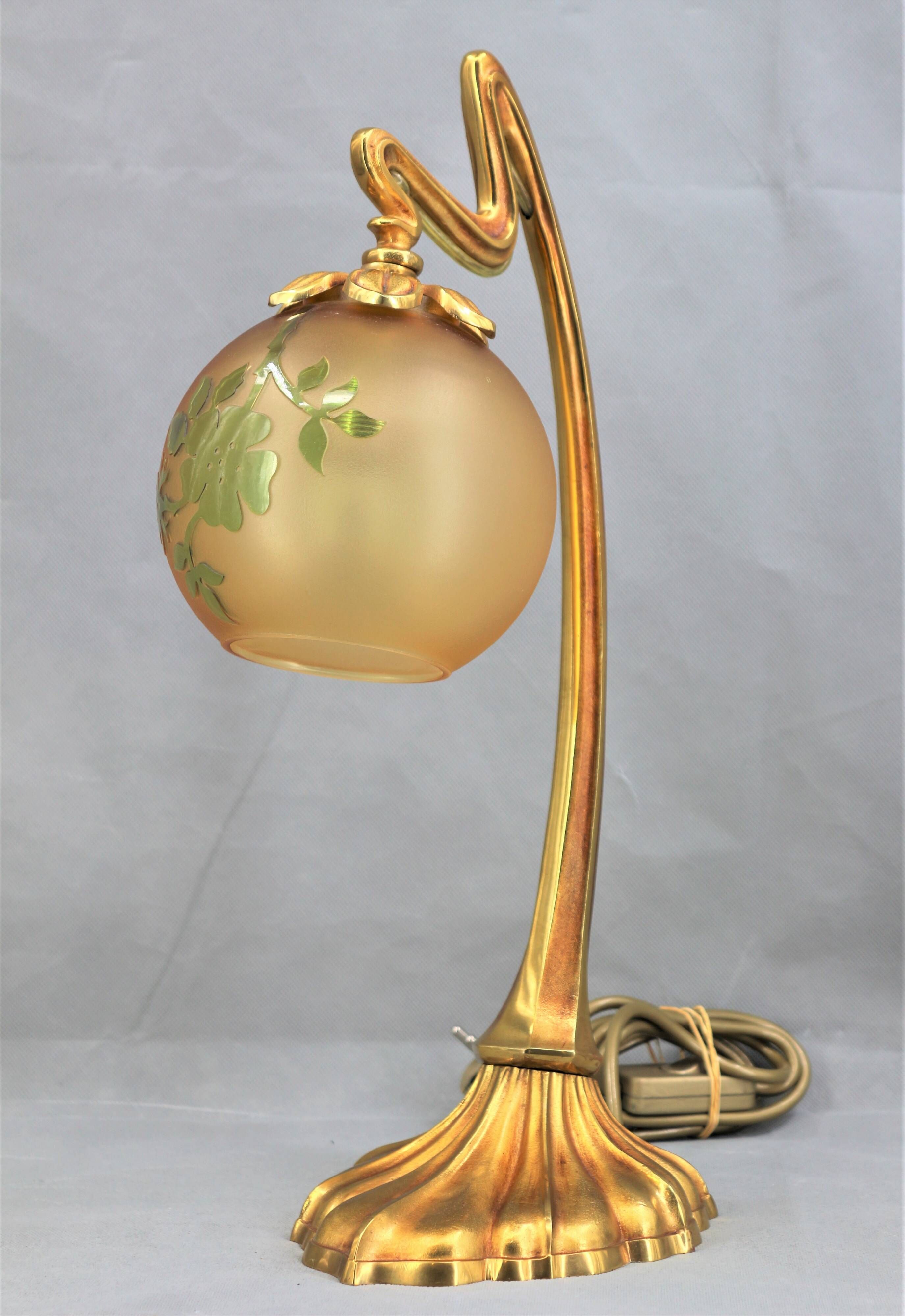 Romantic art-nouveau lamp in glass paste Lucien Gau