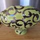 Vintage ceramic pebble vase green & black 35 cm