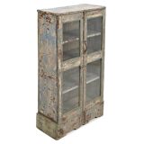 Showcase in patinated solid wood