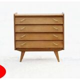 Renovated vintage chest of drawers 1960s golden oak compass feet