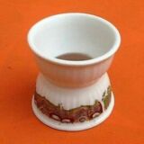Art Nouveau Gadrooned Diabolo Egg Cup White Porcelain with Frieze Decoration