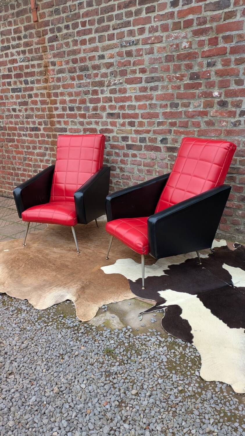 Pair of Armchairs in Faux Leather