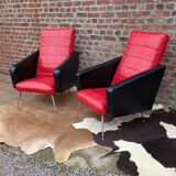 Pair of Armchairs in Faux Leather