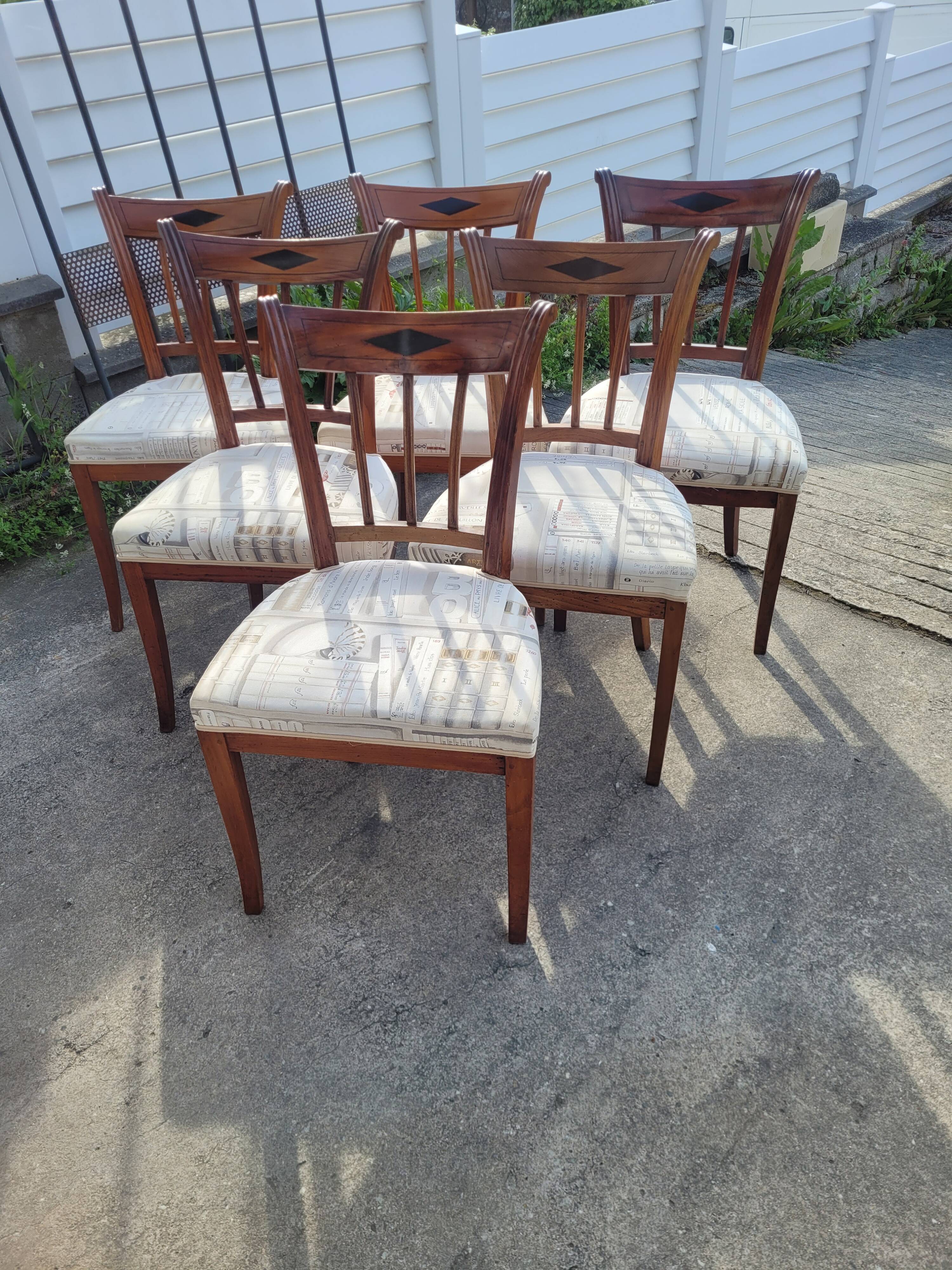 Six Directoire chairs in cherry wood