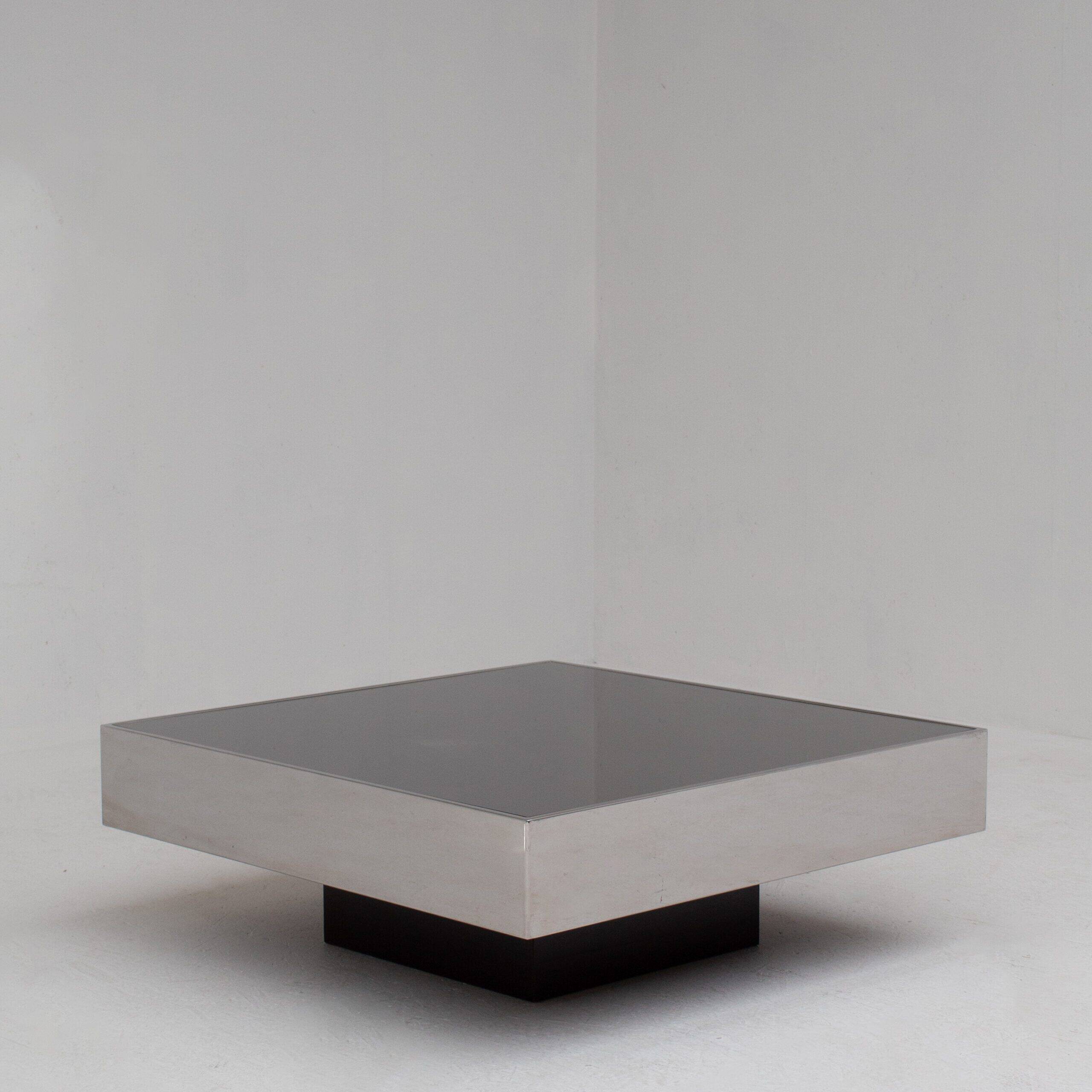 Vintage Chrome Coffee Table with Smoked Glass