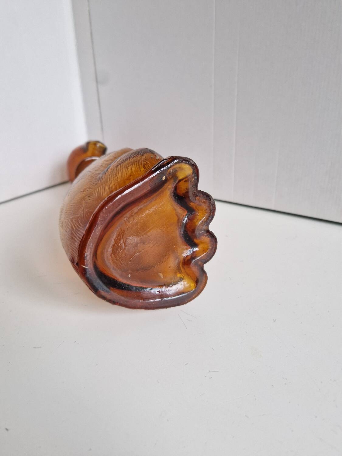 Vintage Amber Glass Dachshund Dog Shaped Bottle