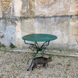 Table de jardin vintage en fer forgé vert