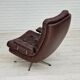 Vintage danish swivel leather armchair 1970s