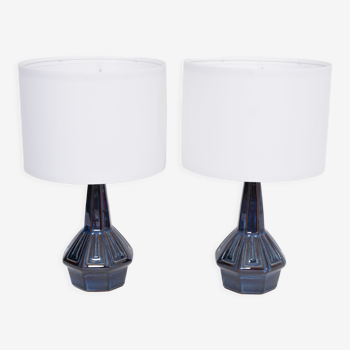 Pair of blue mid-century table lamps model 1055 by Einar Johansen for Soholm