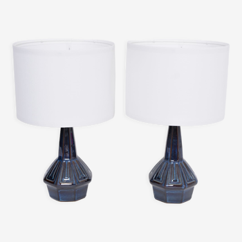 Paire de lampes de table bleues modèle 1055 par Einar Johansen pour Soholm