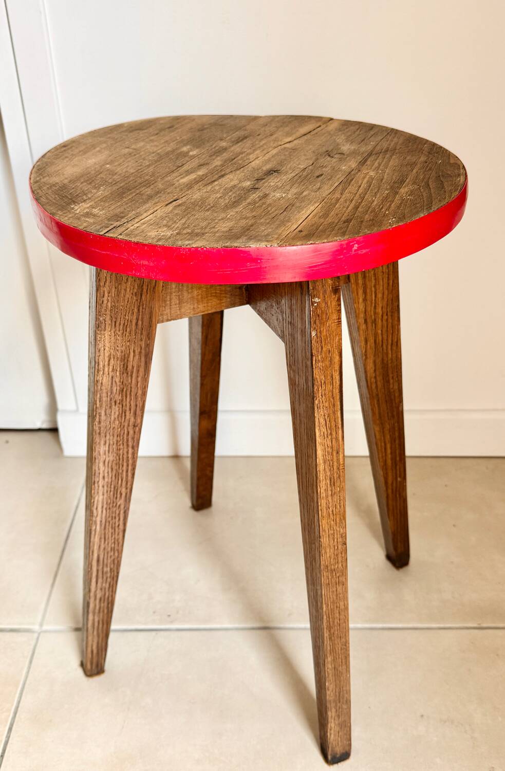 Vintage round wooden stool