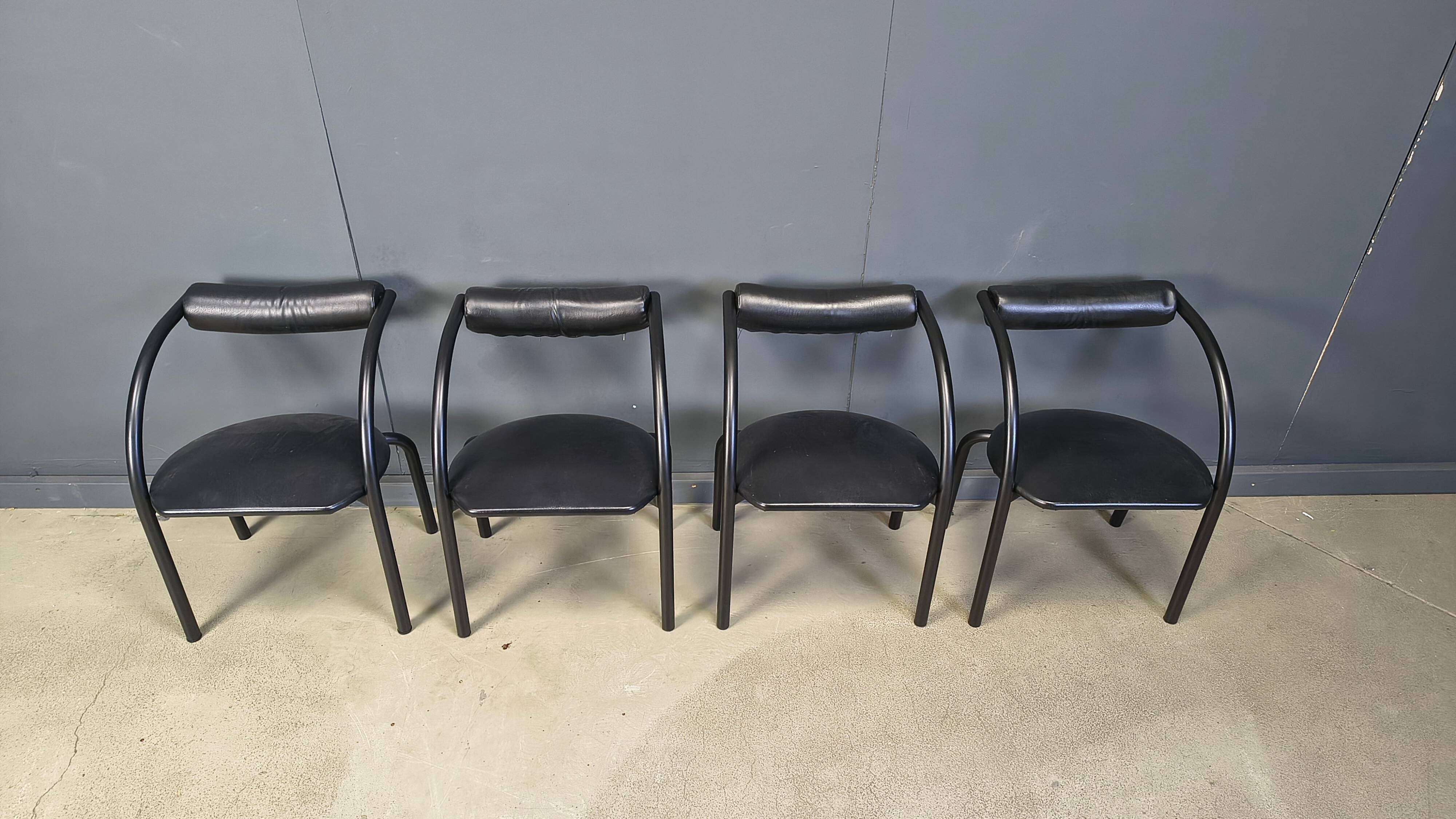 Postmodern dining chairs, 1980s, set of 4