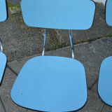 Lot of 4 chairs in blue formica