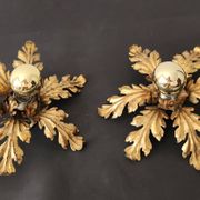 Gilded hand-forged Florentine wall lamp Hans Kögl style, Italy