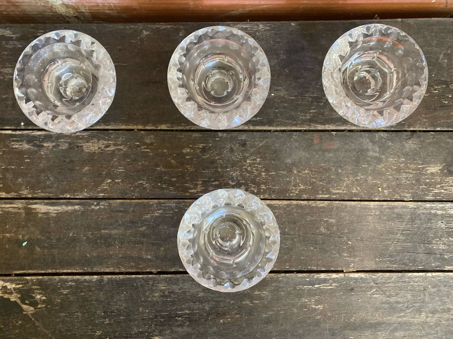 Série 4 bougeoirs anciens luminarc verre moulé années 70 vintage