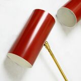 Cylindrical wall lights in Austrian red brass from the mid-century by J.T. Kalmar.