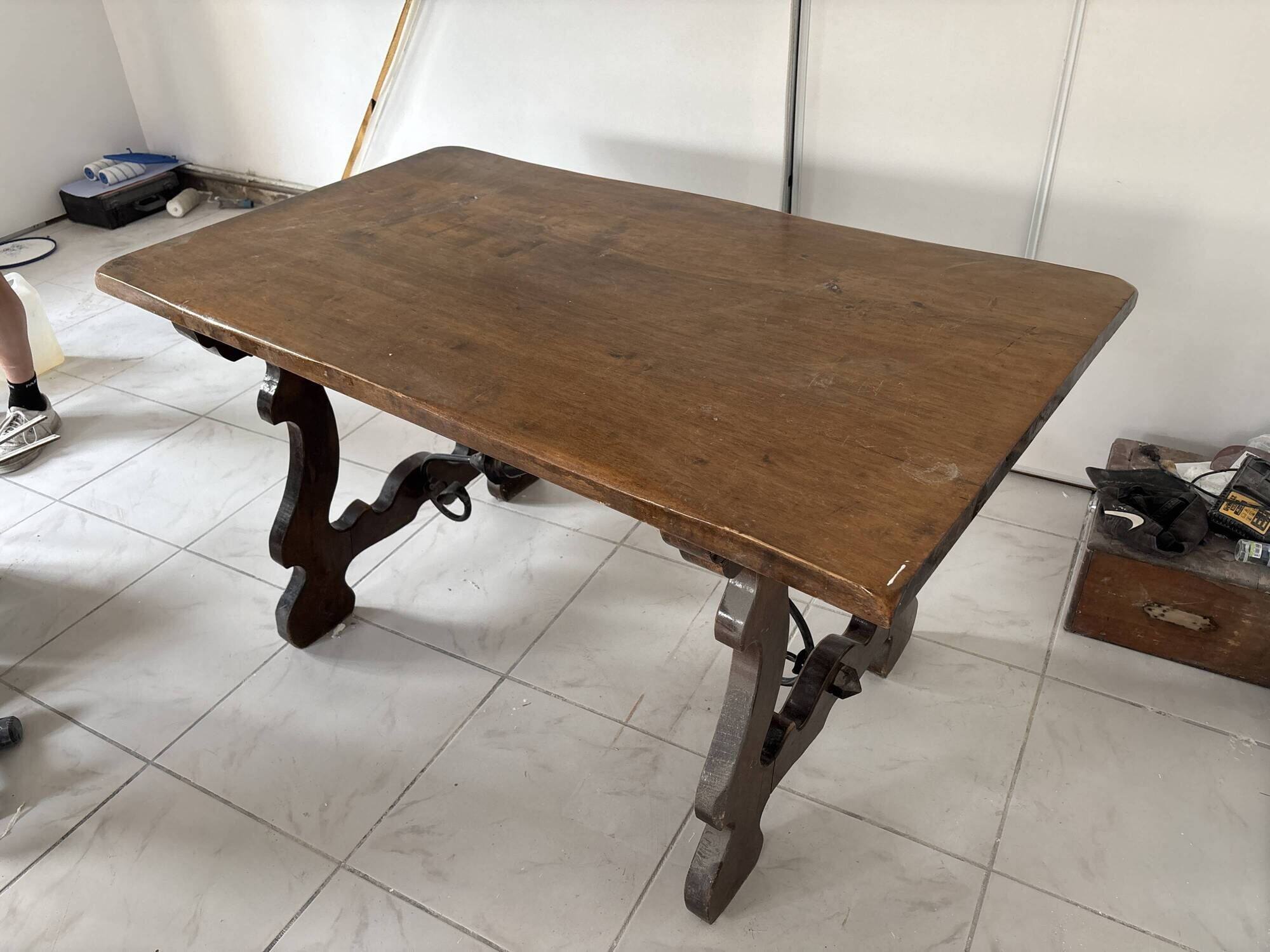 wood and iron table