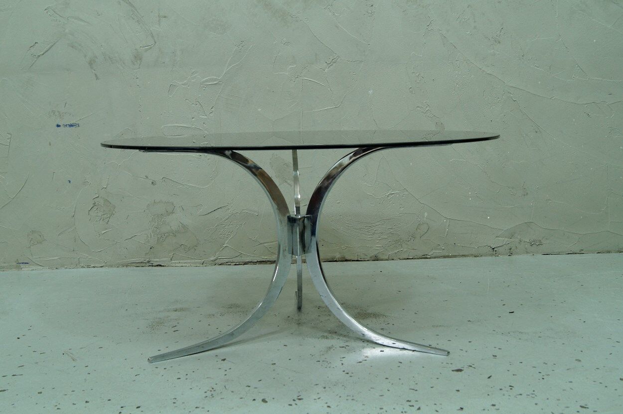 Italian modern chrome and glass coffee table, 1970