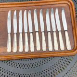 Set of 11 large silver metal knives