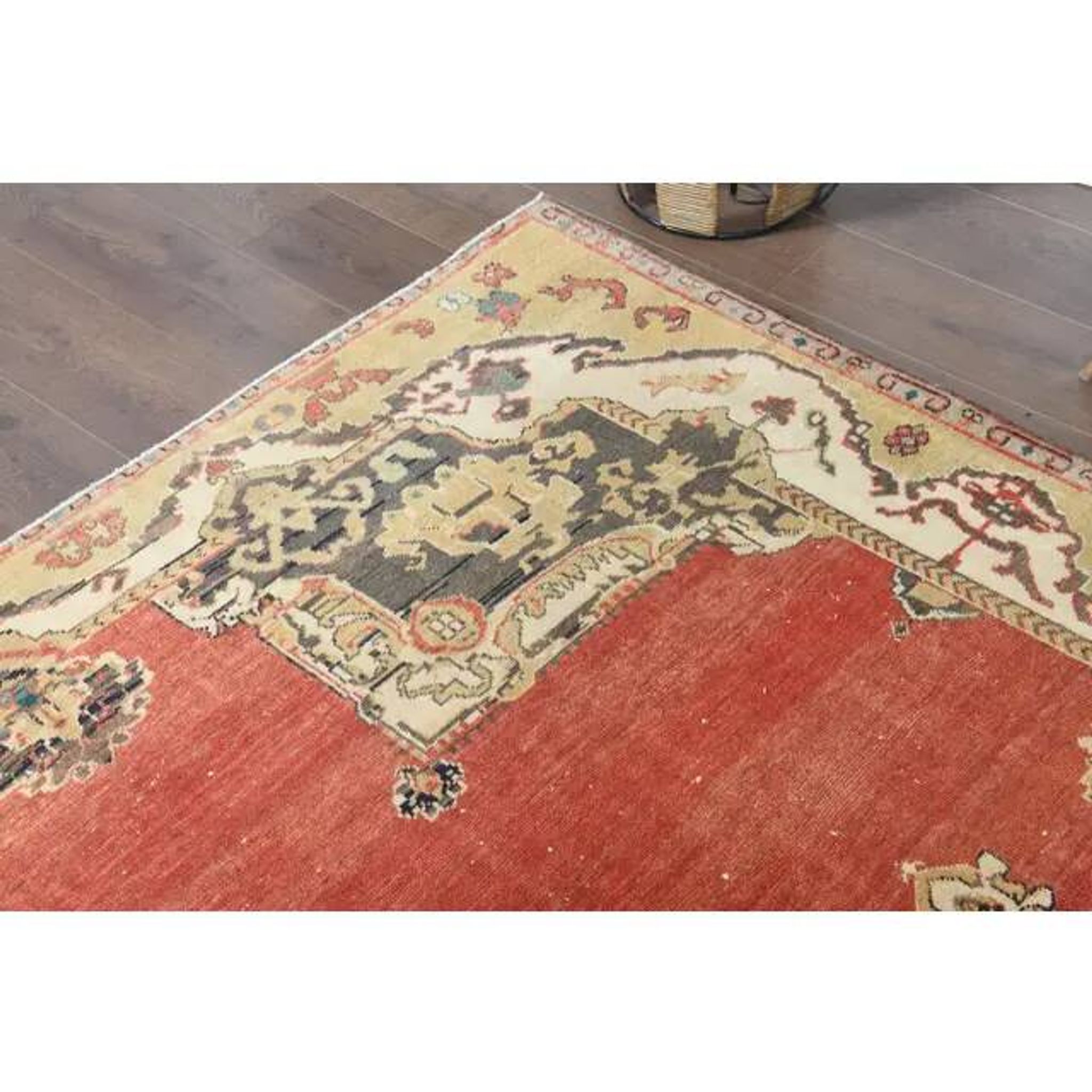 1970s Vintage Turkish Handmade Wool Red Oversized Area Rug 210x318