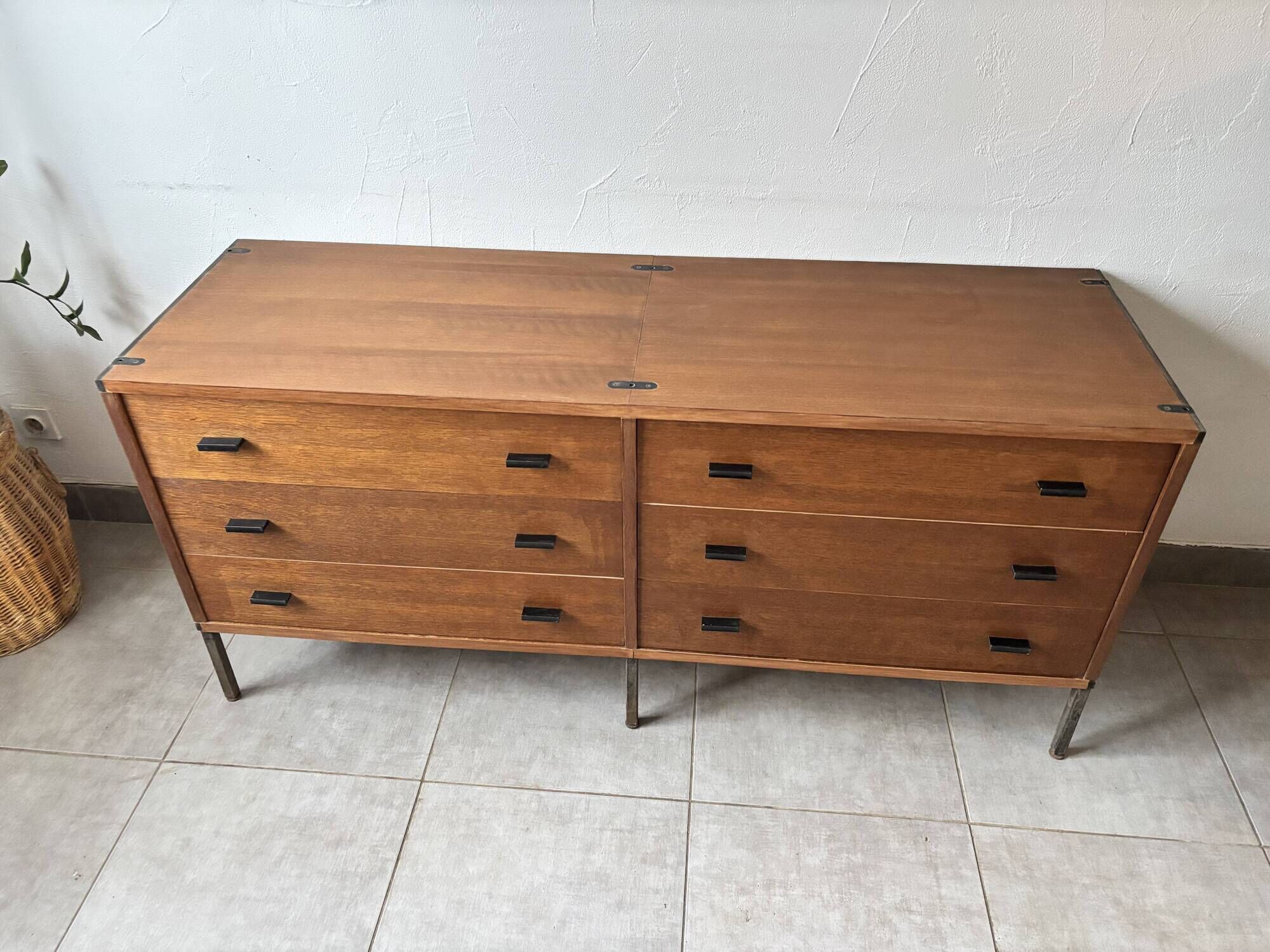 Vintage Scandinavian teak sideboard – 6 drawers – 1960s