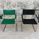 Pair of armchairs, tubular structures and imitation leather