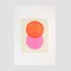 Abstract painting on paper - fluorescent pink and orange - signed eawy