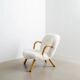 DANISH "CLAM CHAIR" BY ARNOLD MADSEN IN WHITE SHEEPSKIN, 1940s