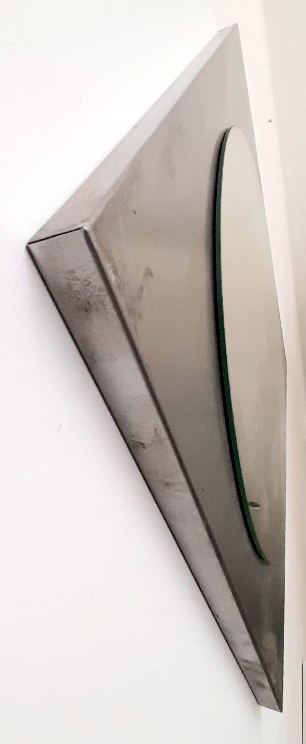 Square brushed aluminum mirror Circa 1990 H. 50 cm - L. 50 cm