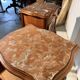Pair of antique bedside tables with marble top and ceramic niche