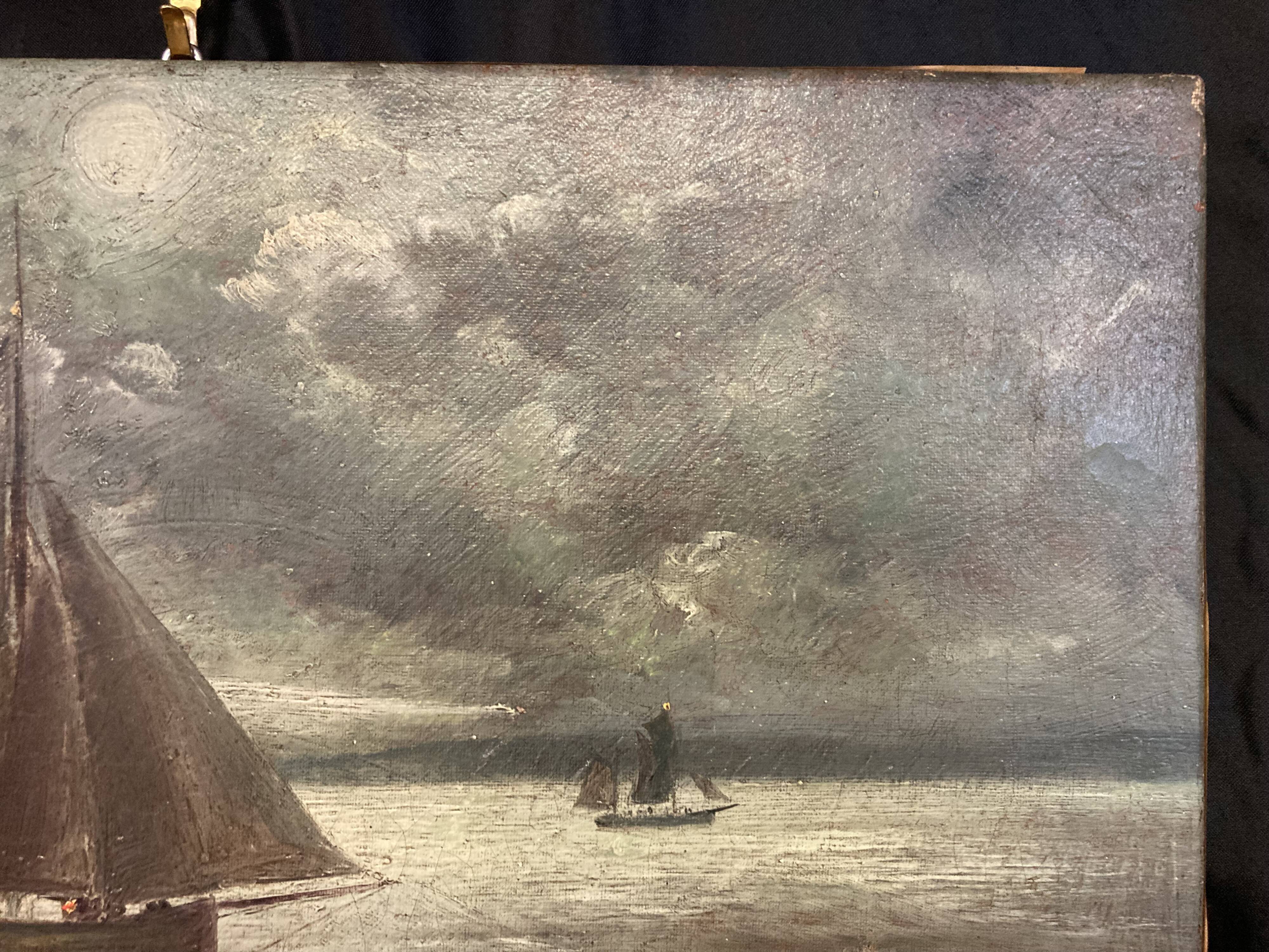 Huile sur toile, Le Vieux Gréement, Marine signée et datée