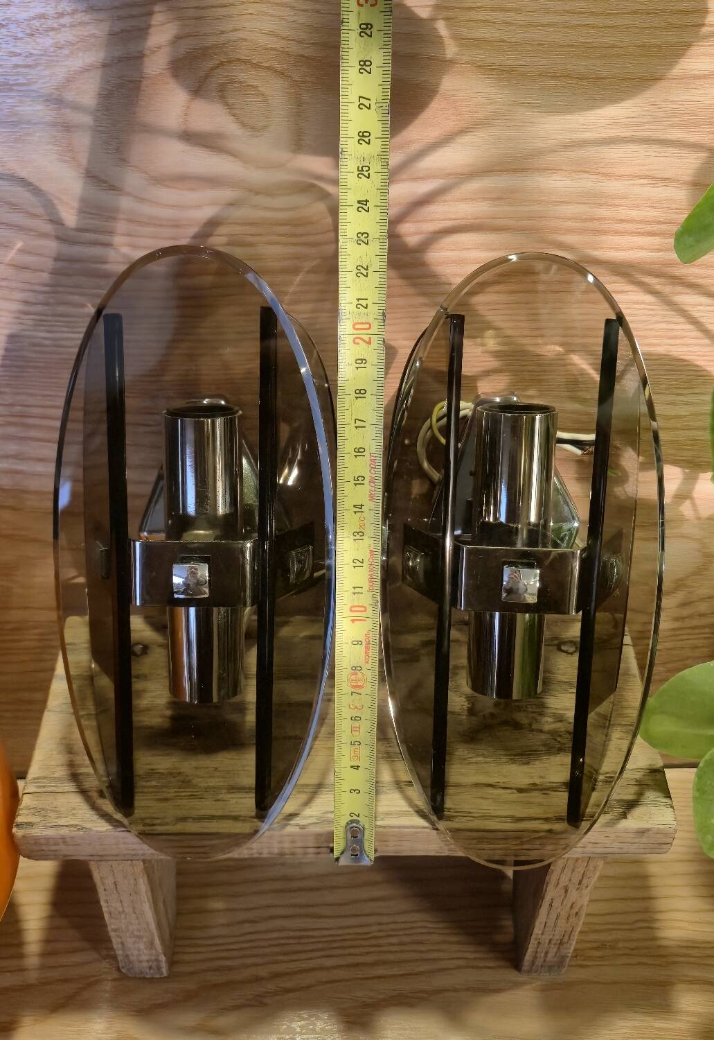 Stunning smoked glass wall sconces from the 1970s.