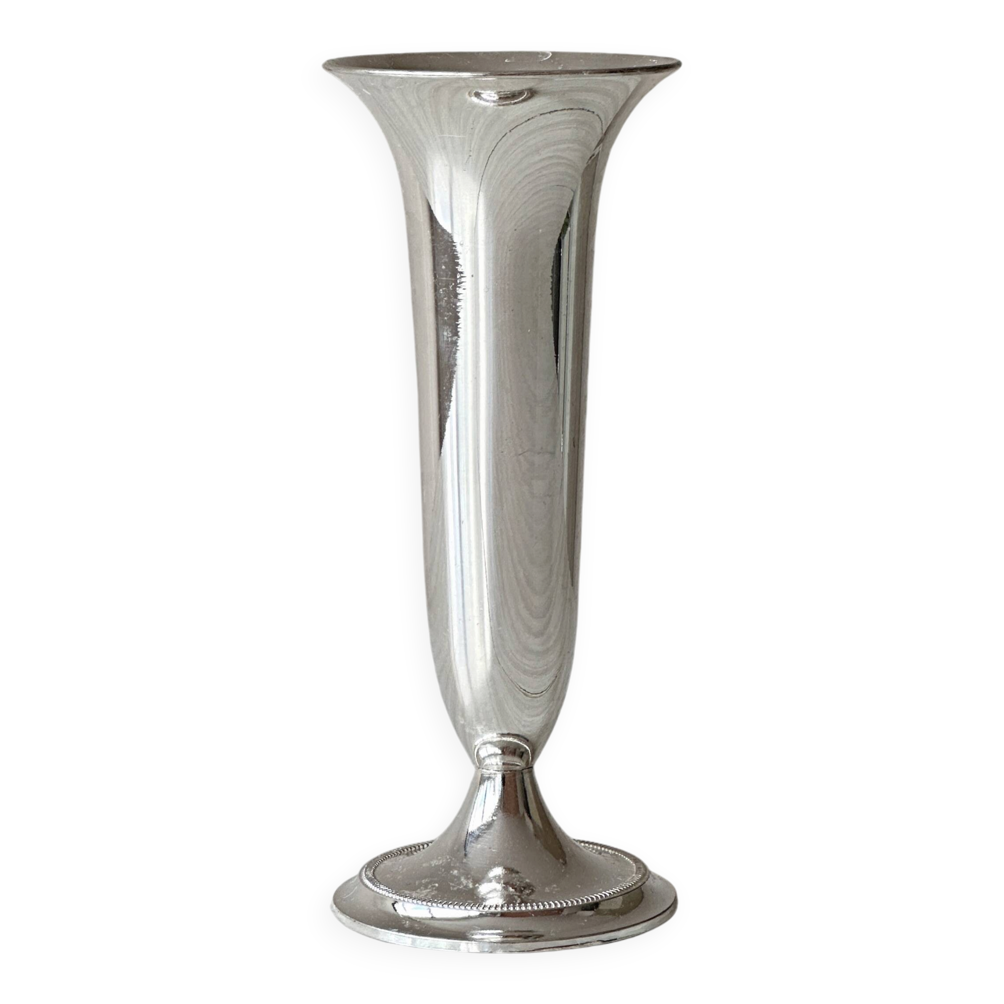 Light silver metal single-stem vase